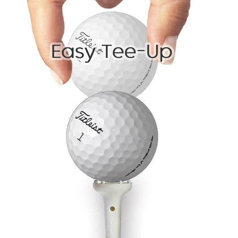 Big Easy White Golf Tees Set With 0.75 Inch Big Head 3.25 Inch Adjustable Height golf ball shown with hand