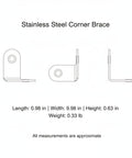 Heavy Duty Stainless Steel 90 Degree L Bracket For Furniture Reinforcement And Shelf Support diagram with dimensions