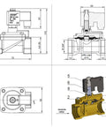 Diagram of Three Quarter Inch NPT Solenoid Valve 110V AC Brass Normally Closed Water And Air Control Valve, industrial components labeled