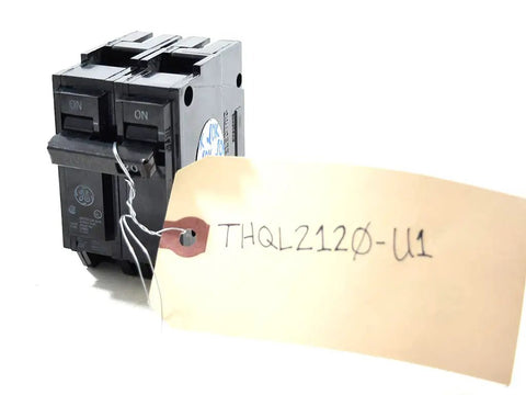 THQL2120 20 Amp 240 Volt Two Pole Circuit Breaker Plug In Design For Quick Install And Reliable Protective Coverage In Residential And Light Commercial Panels With Rock Solid Durability And Easy Mounting, black copper-body breaker with tag