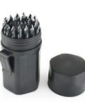 Turbo Step Drill Bit Set 29 Pcs M35 Cobalt in durable black carry case, visible spiral shank tips, ideal for hard metal projects