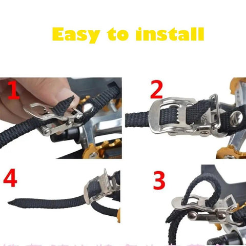 Steps to install Universal Bicycle Pedal Straps One Pair Replacement Foot Straps For Bikes Or Exercise Bike Spin Class Sixteen Inch