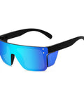 Gender Neutral Polarized Sunglasses With Blue Mirror Lenses Matte Black Frame Z87 Impact Proof UV400 Eye Protection Snap On Side Shields Lightweight Sport Frames That Obliterate Screen Glare For The Daily Grind And Weekend Cruises viewed from the front.