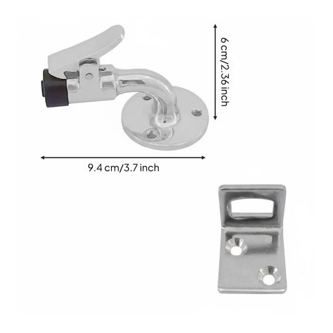 Top Notch Marine Door Stopper With 90 Degree Holder And Rubber Tip For Boats Rvs Campers To Keep Doors Locked Stable Using Durable Stainless Steel. 6cm and 9.4cm measurements