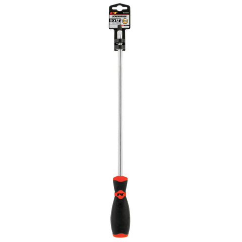 Slotted Screwdriver Three Eighths Inch By Twelve Inches With Magnetic Tip, Ergonomic Non Slip Grip, Chrome Vanadium Steel, Satin Finish