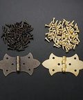 Two Pack Antique Bronze Gold Flower Hinges For Cabinets And Doors With Screws 6 Hole Iron Hinge Set for DIY hardware