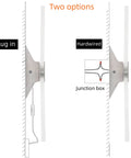 Two Pack Modern LED Wall Sconces Plug In Lights 10W 6000K Cool White Acrylic Wall Lamps With 6 Foot Cord And On Off Switch Easy Install Or Optional Hardwire diagram showing plug-in and hardwired options