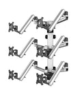 Hella Adjustable Spring Arm Six Monitor Wall Mount For Flat Panel Displays with six arms for 32in screens, sturdy aluminum build.
