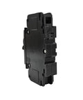 Beefy 15 Amp Miniature Circuit Breaker 1 Pole 120 and 240 Volt DIN Rail or Surface Mount shown from the side, black plastic housing.