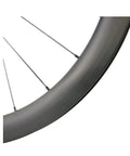 Close-up of 50mm Carbon Wheelset For 700c Road Bikes With Disc Brakes Tubeless Ready Clinchers Built From Toray T700 Carbon Fiber