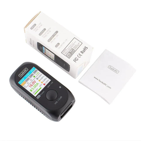 Pocket Size Ultra Compact RC Battery Charger With IPS Screen 80W 5A Portable Smart Charger On The Go, product and packaging