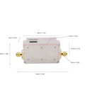 Wideband LNA Amplifier 10MHz To 6GHz With 30dB Gain And Low Noise For Radio Gear, DC 5V, SMA Female Connector, dimensions labeled