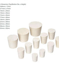 Assorted 22 Pcs Solid Rubber Lab Stopper Set with Tapered Plugs Size 000 Through Size 8 displayed in various sizes