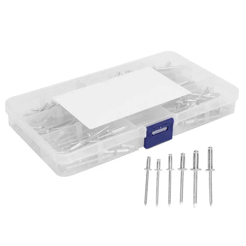 Aluminum Blind Rivet Kit 120 Pieces, Anti Rust Marine Fasteners For Yachts And Boats, Industrial Equipment, Easy Install And Secure Seams, Durable Marine Grade Rivets For Repairs And New Builds, six sizes in storage case