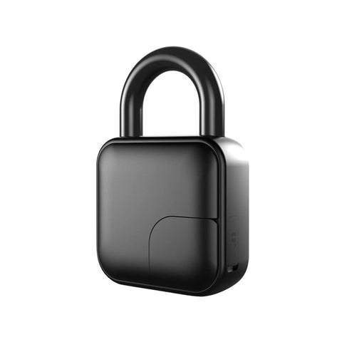 Lock Down Your Gear With This 10 Pack Smart Fingerprint Padlock Set Built Tough For Waterproof Keyless Entry On Suitcases Gym Lockers And Front Doors. Black biometric padlock with sleek design.