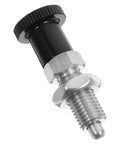 Heavy Duty Stainless Steel Reset Spring Indexing Plunger With Knockout Self Locking Grip for Precision Shop Tools, 4 mm pin.