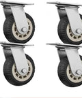 Four Pack Heavy Duty Rubber Swivel Casters With Brakes showing 50mm rubber wheels and alloy frame for smooth movement.