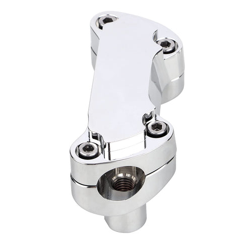 Harley CNC Aluminum One And A Half Inch Tall Handlebar Risers With One Inch Top Clamp Fits One Inch Harley Bars Chrome parts view