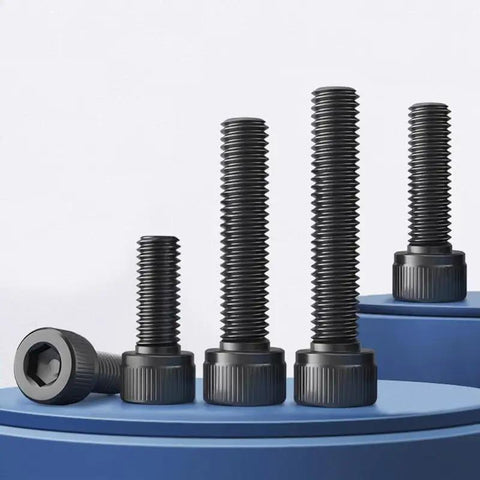 Premium Grade 12.9 Hex Socket Head Cap Screws Rock Solid High Strength Machine Screw Assortment Kit M3 black screws of various lengths.