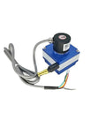 Non Contact Angle Sensor With Magnetic Induction For Precise Position And Motion Measurement High Resolution Low Temperature Drift Waterproof And Dustproof Vibration Resistant Draw Wire Rope Linear Transducer 4 To 20 mA Output, visible in blue casing with attached cables.