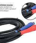12 Foot Air Line Hose Assembly With Flexible Grips And 1/2 Inch Npt Fittings Red And Blue End Fittings Sae J1402 Type A Rubber Airbrake Hose Dual Lead Set For Semi Trucks Trailers And Tractors with tapered shank design