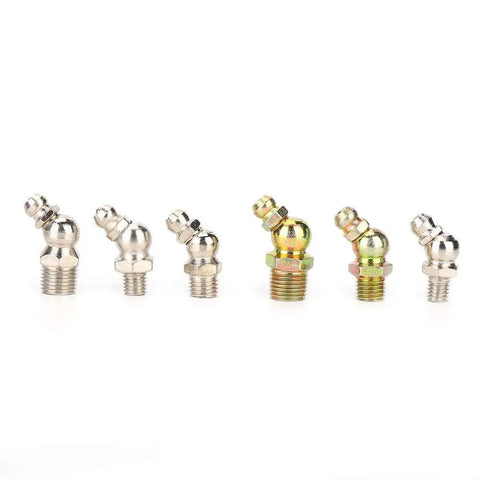 130 Piece Grease Fitting Set With 45 Degree And Straight Nipples For Automotive And Industrial Maintenance in iron plated finish