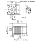 Technical drawing of Beefy 48V 300W Brushless DC Motor With Hall Sensor 60mm Square Frame 14mm Shaft 3000 RPM 8 Poles dimensions.