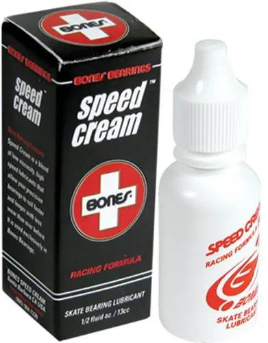 Speed Cream Bearing Lubricant 1/2 Oz Bottle for skateboards, inline skates, roller skates, and electric skateboards with box.