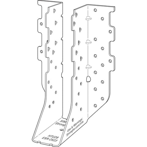 Illustration of Heavy Duty Galvanized Face Mount Truss Hanger For 2x8 Lumber, 16 Gauge Steel, G90 Coated, HTU28 Model