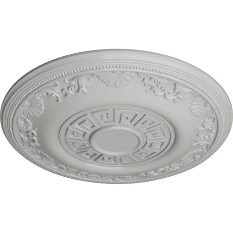 Hand Painted Frost Ceiling Medallion 25 7/8 Inch Outer Diameter, 2 1/4 Inch Projection, ornate detailing, canopy fit up to 5 inches