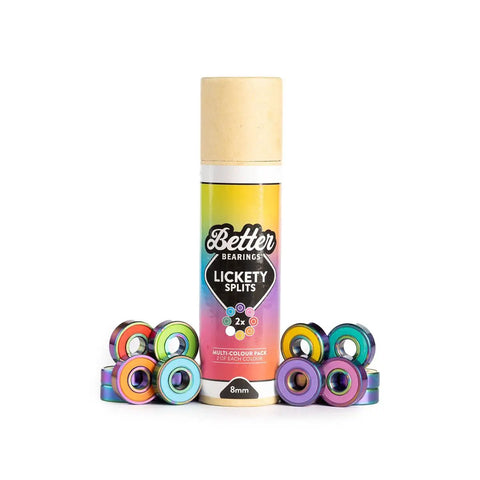 Lickety Splits Roller Skate Bearings 16 Pack For Quad Skates ABEC 9 Pre Lubed With Replaceable Rubber Shields 8mm Core