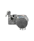 Built Tough 12V Direct Mount Fuel Transfer Pump 15 GPM for Gasoline Diesel Kerosene with metal housing and nozzle holder.