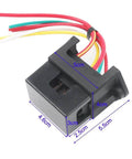 Beefy Two Input Four Output Car Blade Fuse Holder With Wire Harness ATC ATO 4 Way Fuse Box, black plastic, colored wires