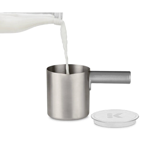Milk Frother Cup Replacement Part for K-Cafe Coffee Makers 80 Milliliters Hot and Cold Frothing Extra Kitchen Accessory in Nickel