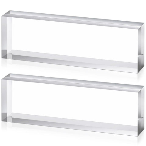 Two Clear Acrylic Display Blocks For Custom Name Plates Blank Cube Stands For Wedding Props Photography Scrapbooking And Craft Projects To Level Up Your Display 2.5 By 8 By 1.125 Inches