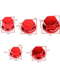 30-Piece Red Hex Socket Bolt Cover Kit For Motorcycles - Rust-Proof ABS High-Gloss Finish Easy Install Keeps Bolt Hardware Looking Sharp And Kickin Fairings And Risers Fits Touring Street Glide Electra Glide Softail Fat Boy, red ABS covers in 5 sizes