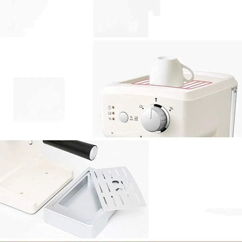 Close-up of beige Fully Automatic Coffee Machine With Built In Grinder And Milk Frother For Home Use, control panel visible.