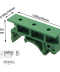 Green DIN rail mounting bracket clips for PCB boards 35mm and 15mm fixing, C45 solid state relay control module.
