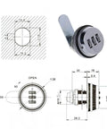 3 Digit Combination Cabinet Lock Zinc Alloy Cam Lock For Drawers And Mailboxes Resettable Keyless Security with technical dimensions