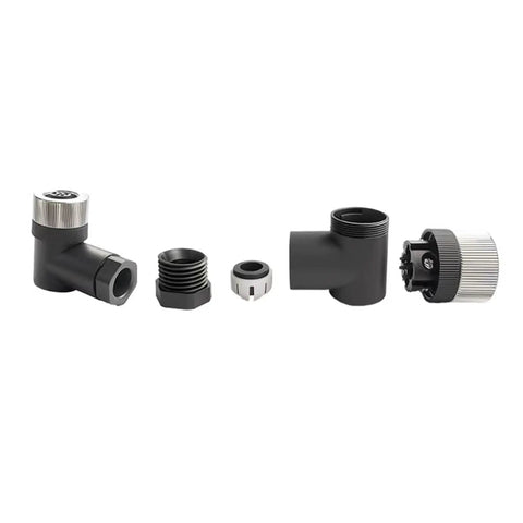 M12 5 Pin Female Connector A Code Industrial Circular IP67 assembly showing components for robotic automation and industrial equipment