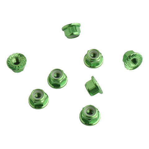 Eight Pack Flange M4 Nylon Lock Nuts With Serrated Edges Self Tightening Aluminum Wheel Hardware For Axial HPI TLR ECX