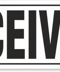 Receiving Sign 12 By 36 Inches Aluminum Sign Black On White Weatherproof Laminated For Outdoor Use Graffiti Cleanable Heavy Duty 80 Mil Aluminum Durable Warehouse Notice, front view