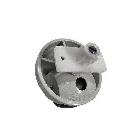 Close-up of white omni-directional wheel with mounting bracket for Roborock vacuums S60/S6/S65/S5 Max/S6 MaxV/S7/S6 Pure
