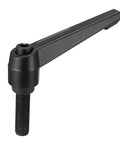 Straight Up Heavy Duty M12 X 40mm Quick Release Clamping Lever Handle with Push Button, matte black finish, detailed view.