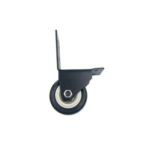 2 Pack Black Side Mount Casters With L Plate 2 Inch Fixed Non Swivel Wheels Silent Replacement For Luggage Furniture Doors Gates Includes 10 Mounting Screws Iron Rubber Construction