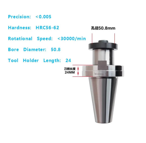 Badass BT50 CNC Milling Tool Holder Built From Rustproof Stainless Steel for precision grinding and shock absorption, 50.8mm bore.