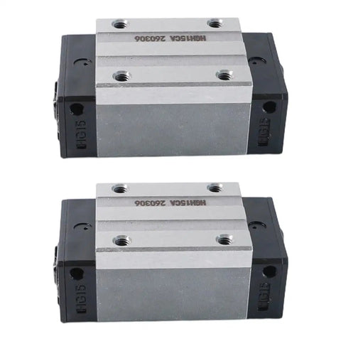 15mm Linear Bearing Blocks HGH15CA 2 Pack For CNC Rigs And Motion Carriage Sliders, Smooth Glide, Heavy Duty Block, Compatible With HIWIN HG15 Rails, Ideal For DIY Machining Projects, pair of HGH15CA steel bearing blocks