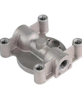 Heavy Duty Diesel Remote Mount Coolant Filter Head Replacement For Cat 3126 And Caterpillar Engines Featuring 204163 Compatible Design, silver metal part.