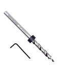 Three Eighths Inch Drill Bit With Depth Stop Collar For Pocket Hole Jig Master System, Six Point Five Inch Length, Replacement Twist Bit, Compatible With Most Pocket Hole Jigs For DIY Woodworking Projects AUTOTOOLHOME shown with hex wrench on white background.