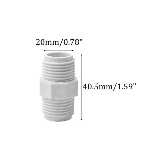 Eight Pack One Half Inch PVC Pipe Connectors M To M NPT Thread Coupling Adapters For DIY Home Or Industrial Plumbing Use Corrosion Resistant White PVC Fittings, 20mm